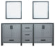 Ziva Transitional Dark Grey 80" Double Vanity, no Top and 30" Mirrors