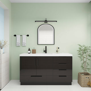 Carla 60" Freestanding Bathroom Vanity With Single Sink, Gloss Black