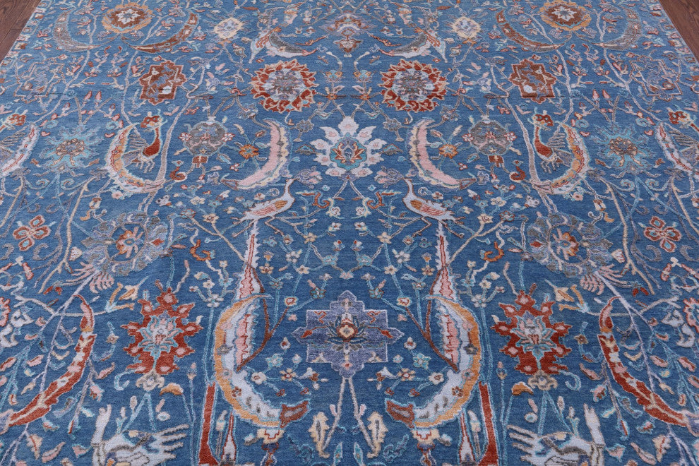 Persian Hand Knotted Wool and Silk Rug 9' 0" X 11' 10" Q11802