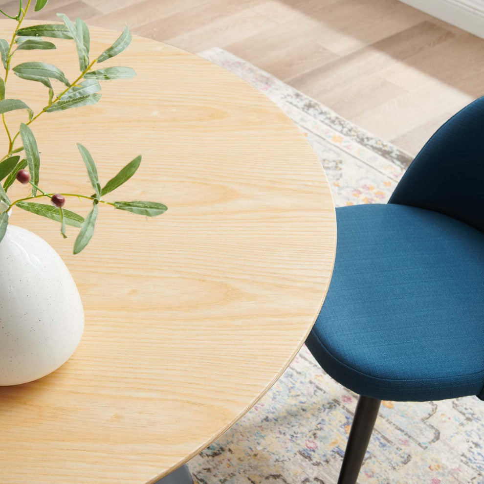 Dining Table, Round, Wood, Black Brown Natural, Modern, Cafe Bistro Restaurant