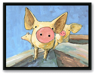 Three Little Pigs 18x24 Black Floating Framed Canvas