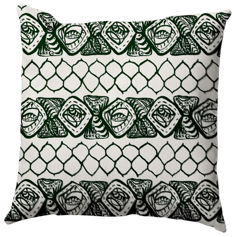 Honeycomb Stripes Pillow, Green, 16"x16"