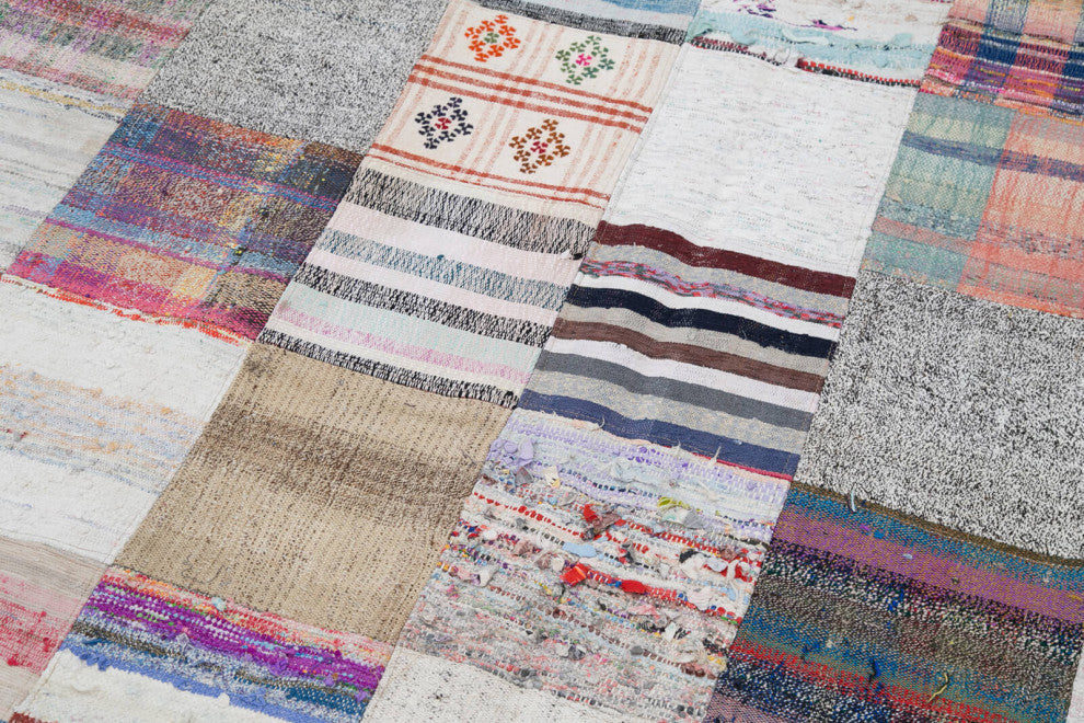 Rug N Carpet - Handmade Turkish 7' 10'' x 9' 10'' Rustic Patchwork Kilim Rug