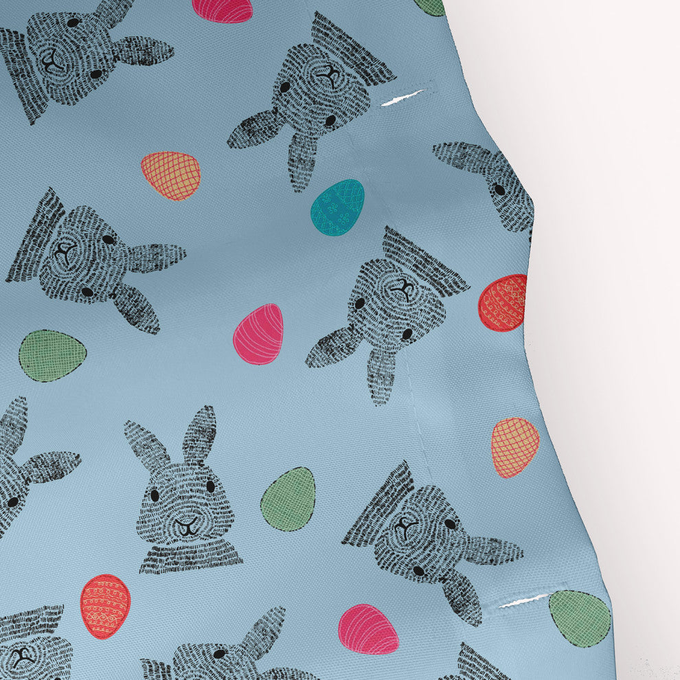 70"Wx73"L Bunnies and Eggs Shower Curtain, After Rain Blue
