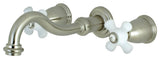 Kingston Brass 2-Handle Wall Mount Bathroom Faucet, Brushed Nickel