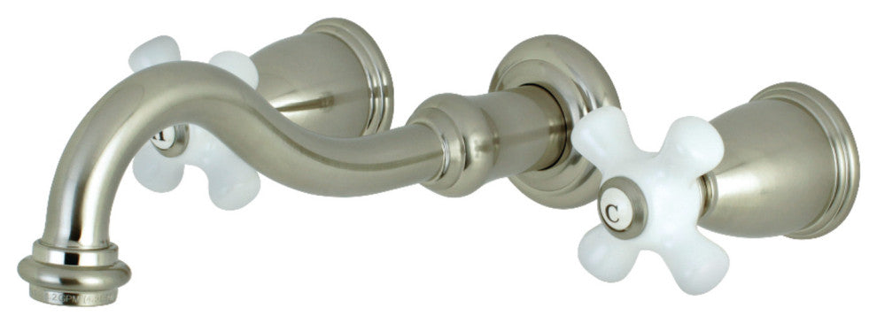 Kingston Brass 2-Handle Wall Mount Bathroom Faucet, Brushed Nickel