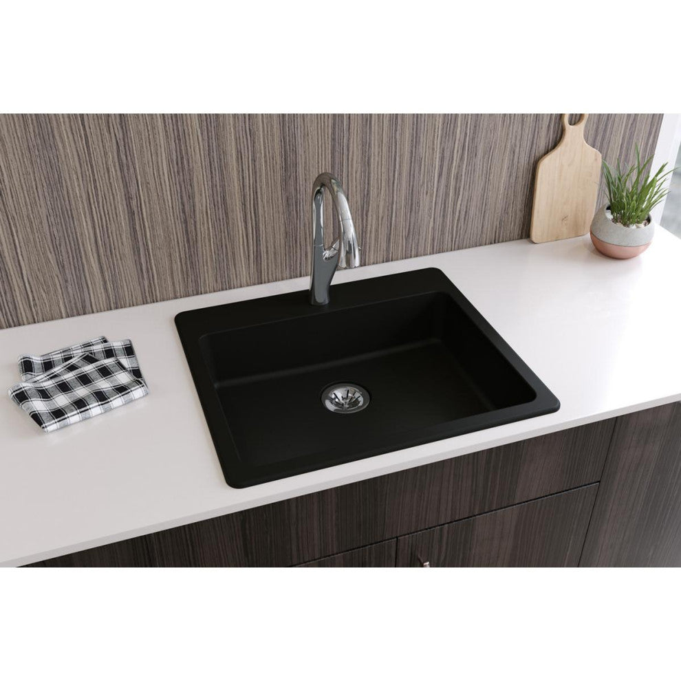 ELGAD2522PDBK0 Quartz Classic 25" x 22" ADA Sink with Perfect Drain, Black
