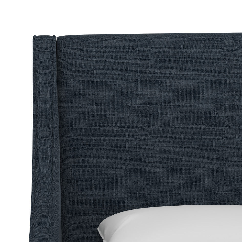 Wingback Headboard, Linen Navy, Twin