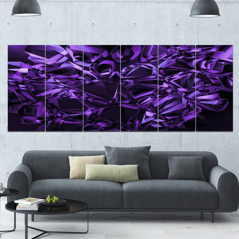 Purple Crystal Texture Design, Abstract Canvas Art Print, 70"x28", 6 Panels
