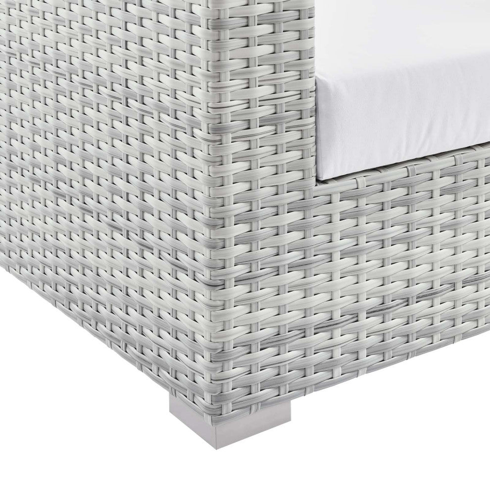 Lounge Sofa, Rattan, Wicker, Gray White, Modern, Outdoor Patio Cafe Bistro