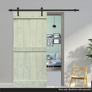 Stained Solid Pine Wood Sliding Barn Door, Sage Green, 24"x84", Mid-Bar