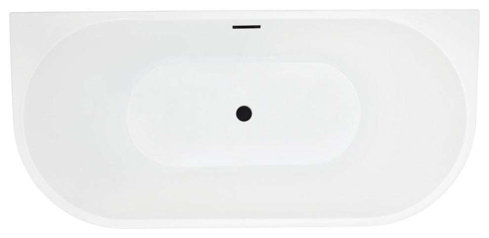 Satchi 67"x32" Flatbottom Freestanding Soaking Bathtub, Matte Black Hardware