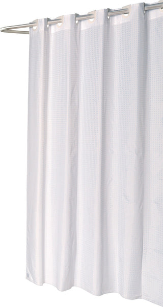 Shower Stall-Sized, EZ-ON "Checks" Polyester Shower Curtain in White