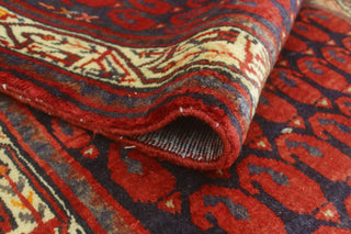 Fine Vintage Distressed Juan Navy/Red Runner, 3'5x13'5