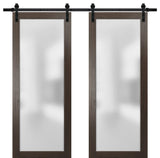 Planum 2102 Closet Double Barn Doors 64x96 Chocolate Ash & Hardware 13FT