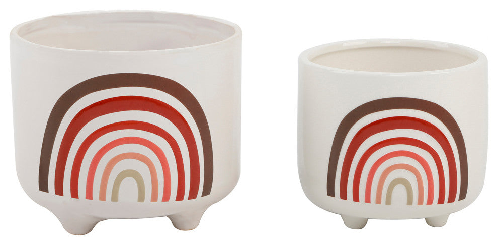 6, and 4.75, Colorful Rainbow Footed Planter Set of 2?Brown