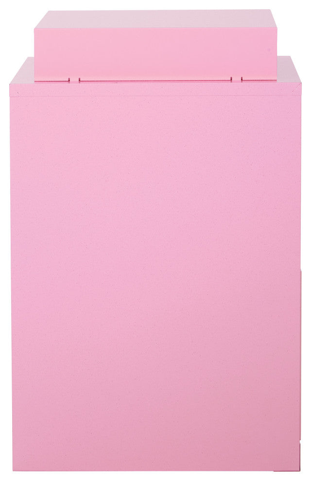 3 Drawer Locking Metal File Cabinet With Top Shelf, Pink