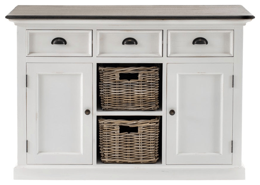 Modern Farmhouse Brown And White Large Accent Cabinet