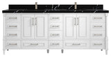 Aberdeen 84 Double Sink Bath Vanity in White 2" Calacatta Black