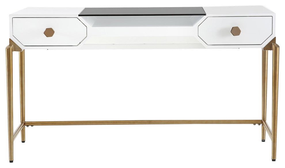 TOV Furniture Bajo White Lacquer Desk