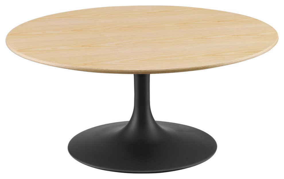Tulip 36" Wood Coffee Table-Black Natural