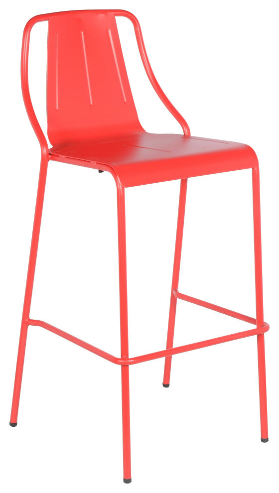 Corrissa Patio Bar Stool in Frosted Red (Set of 4)