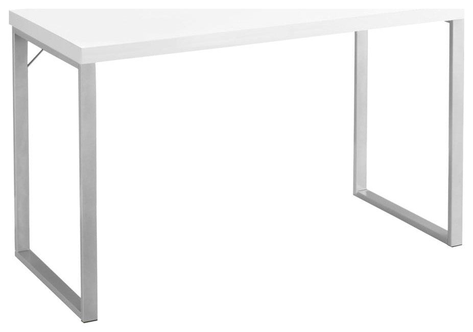 Computer Desk, Home Office, Laptop, 48L, Work, White Laminate, Grey