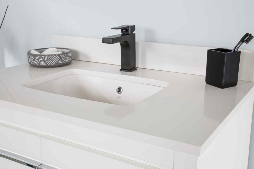 Mila Collection 36" Bathroom Vanity With Sink, Mirror, Countertop, Snow White