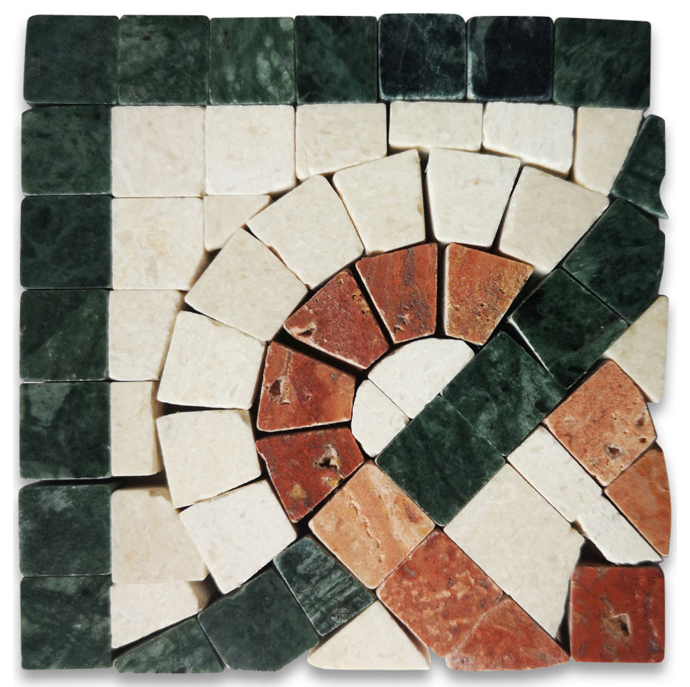 Asterales Red 2.8x2.8 Marble Mosaic Border Corner Tile Polished, 1 piece