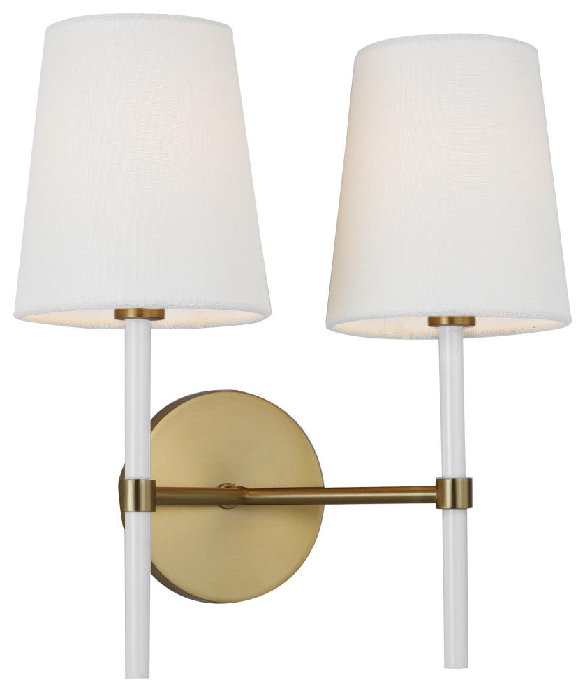 Monroe Double Sconce, Burnished Brass