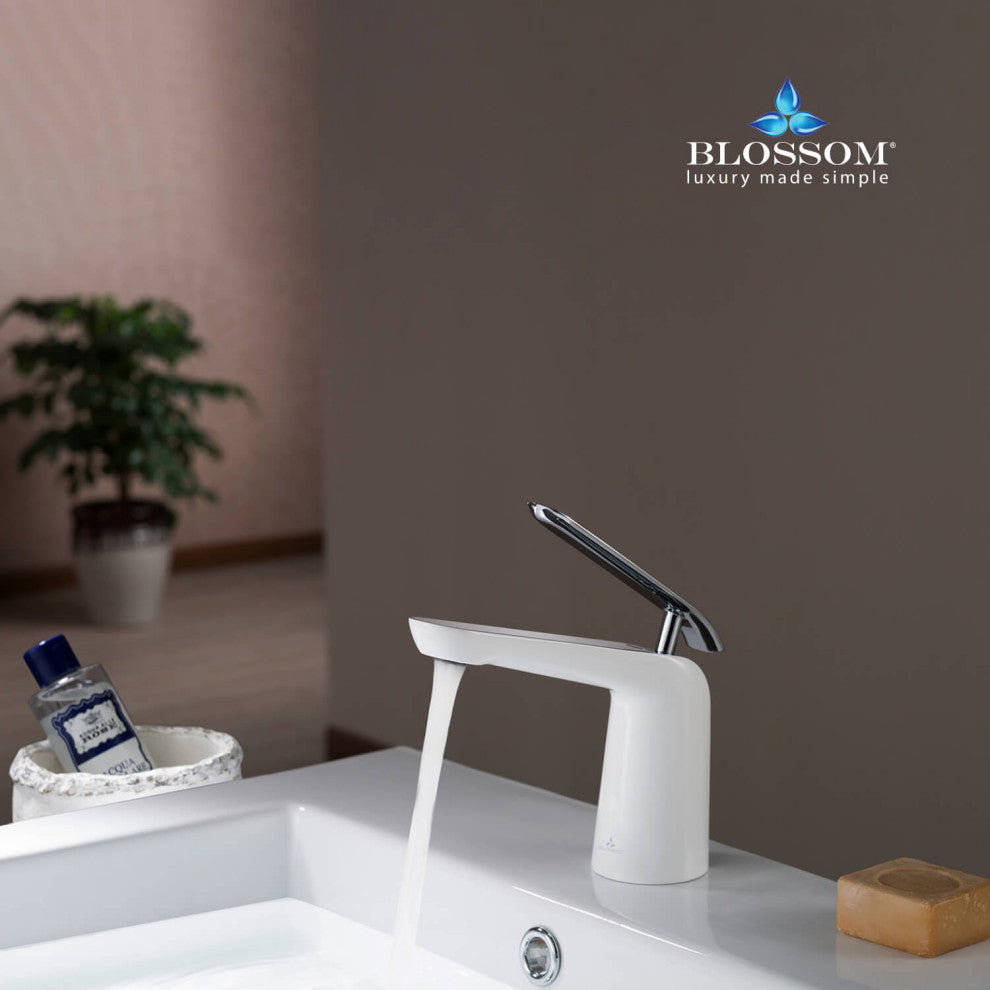 Bath Faucet Single Handle Lavatory Faucet Chrome / White