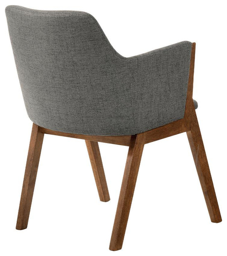 Renzo Charcoal Fabric and Walnut Wood Dining Side Chairs - Set of 2