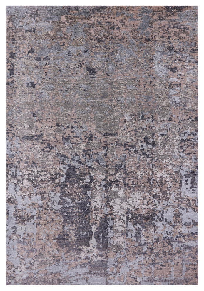 Modern Hand Knotted Wool and Silk Rug 4' 1" X 6' 0" Q7084