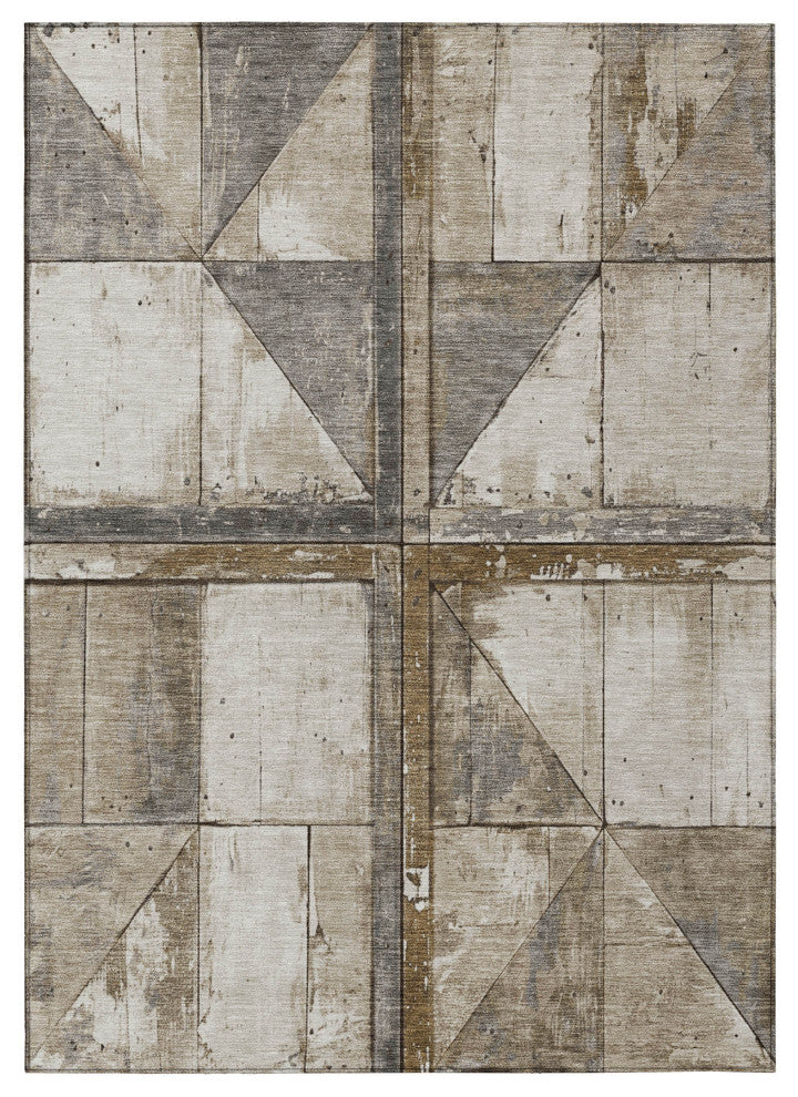 Machine Washable Indoor/Outdoor Chantille ACN1876 Beige 5' x 7'6" Rug