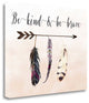 "Be Kind And Be Brave Feathers Cream" By Tara Moss, Gallery Wrap Canvas