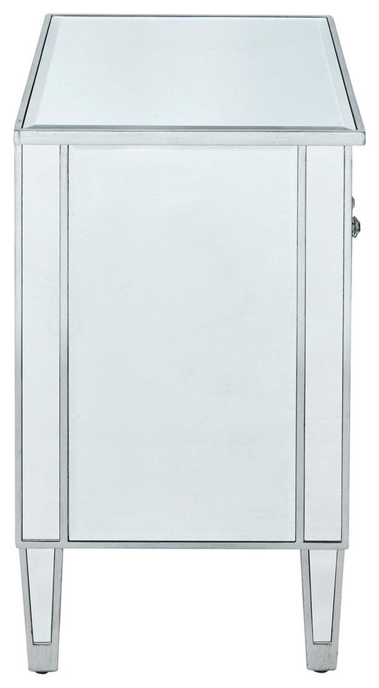 Nightstand 2 Doors 24" W X 16" D X 26" H, Antique Silver Paint