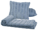 Rabbit Faux Fur Throw Blanket With 2 Pillows, Ashley Blue