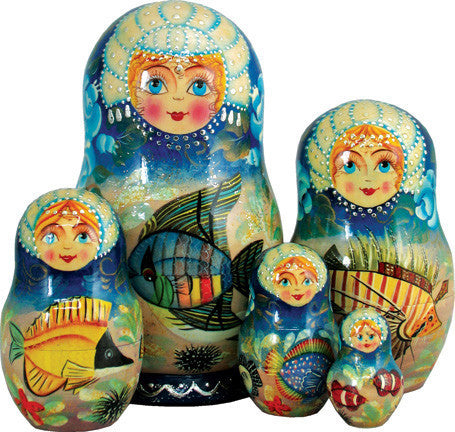 Russian 5 Piece Sea Princess Nested Doll Set