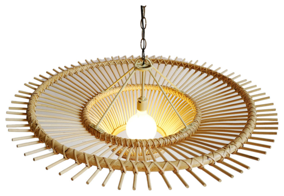 Rattan Sun Ray Pendant Small