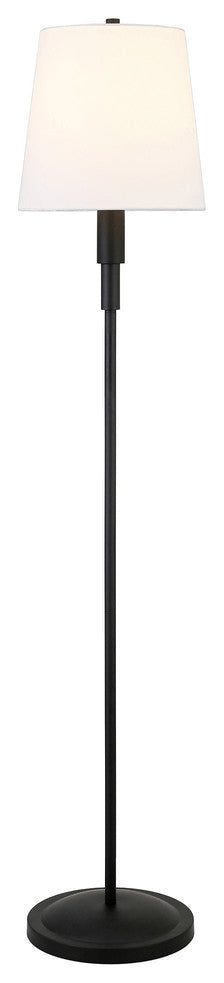 60" Black Traditional Shaped Floor Lamp With White Frosted Glass Drum Shade
