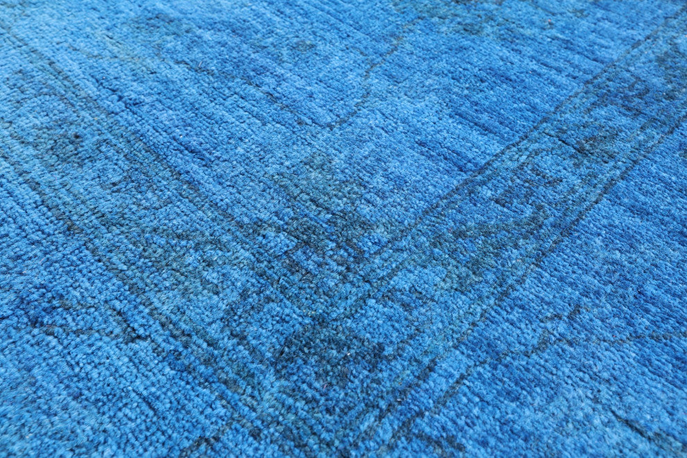 7' 10" X 10' 0" Hand Knotted Full Pile Overdyed Wool Rug - Q12716