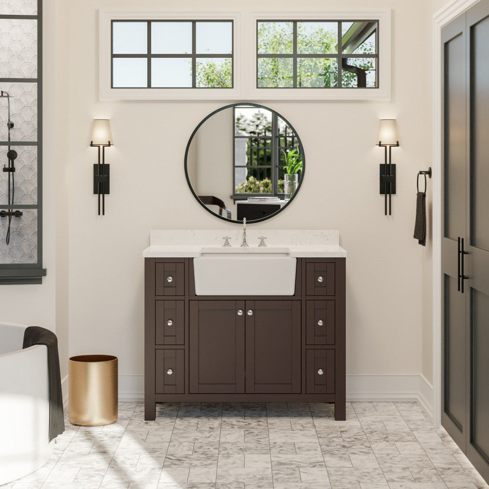 Yorkshire 42" Bathroom Vanity, Chocolate, Engineered Marble