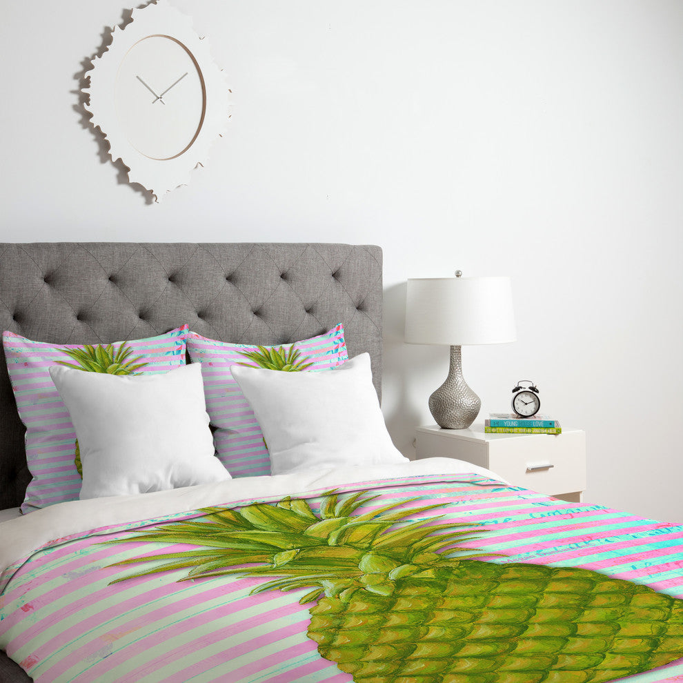 Deny Designs Madart Inc Striped Pineapple Lightweight Duvet Cover
