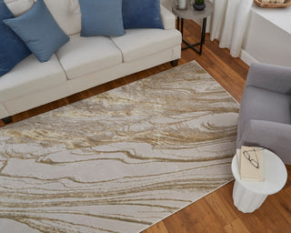 Tripoli Modern Abstract, Ivory/Taupe/Gold, 6'7"x9'6" Area Rug
