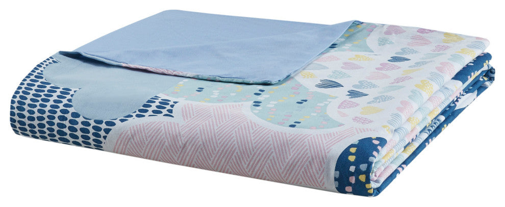Kids Cotton Comforter/Duvet Cover/Coverlet Set, Blue, Twin, Duvet Cover
