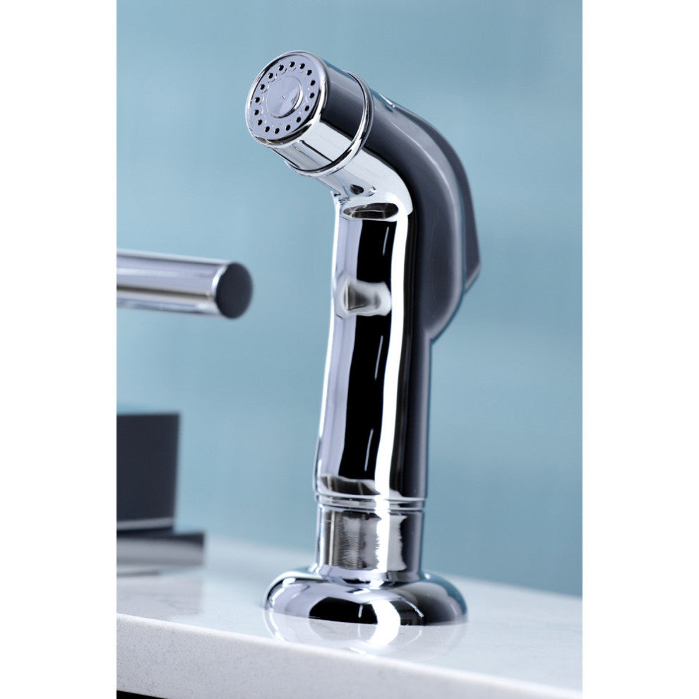 Kingston Brass Widespread Kitchen Faucet With Plastic Sprayer, Polished Chrome