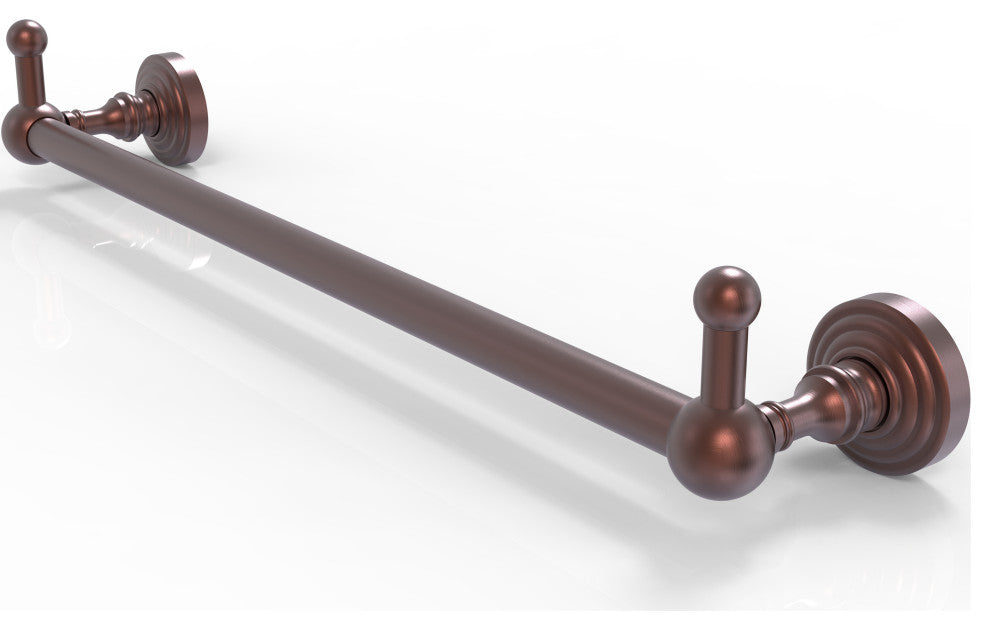 Waverly Place 18" Towel Bar and Integrated Hooks, Antique Copper