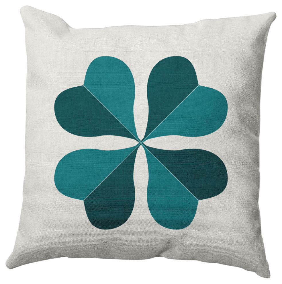 Lucky Clover St. Patrick's Day Throw Pillow, Ocean Abyss Green, 20x20"