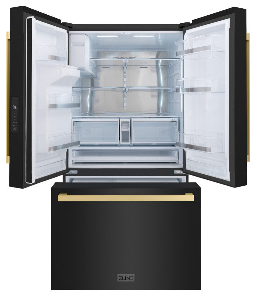 ZLINE 36" Standard Depth Refrigerator With Water, Black RSMZ-W36-BS-FCB