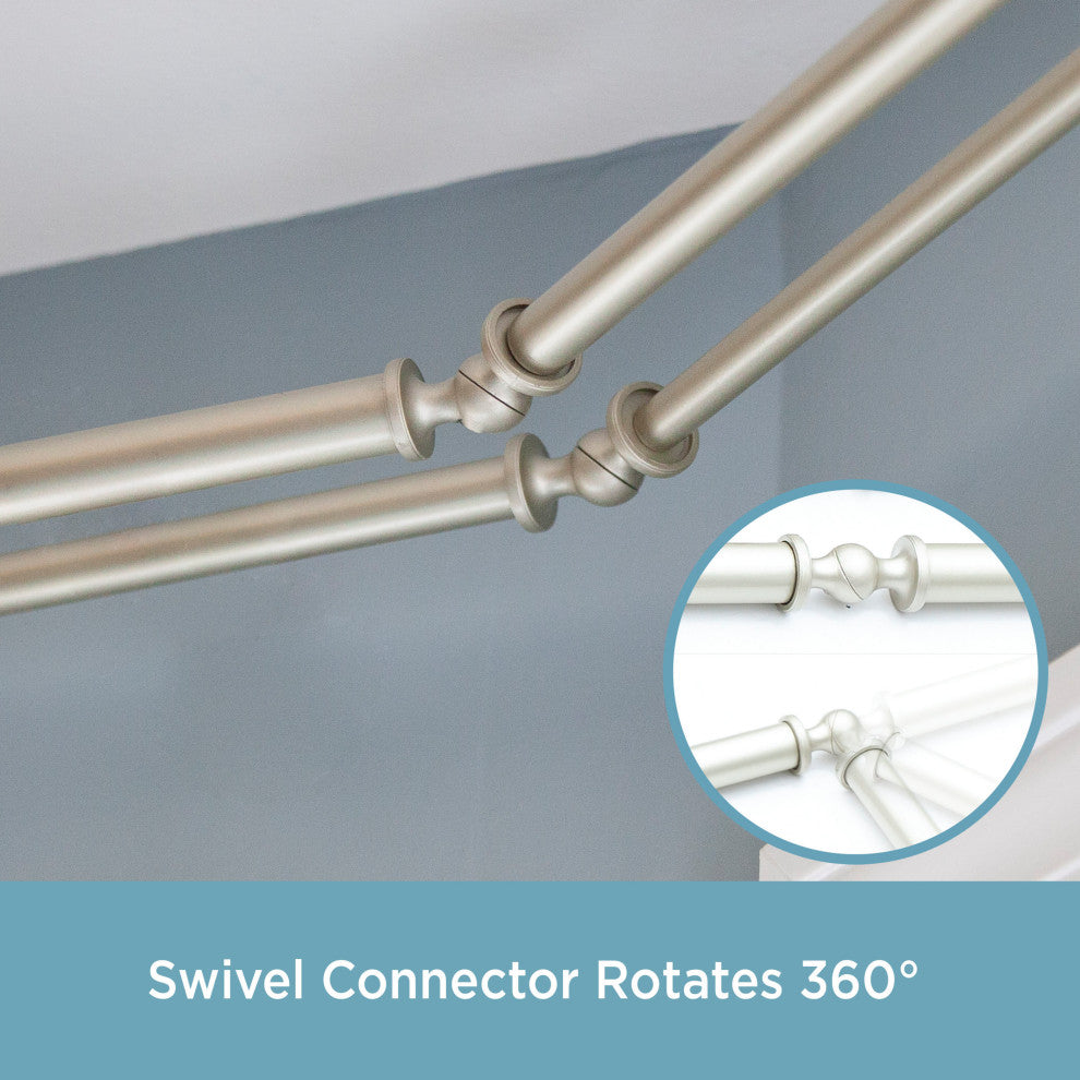 KenneyÂ® Bryce 3/4" Decorative Bay Window Double Curtain Rod, Brushed Nickel